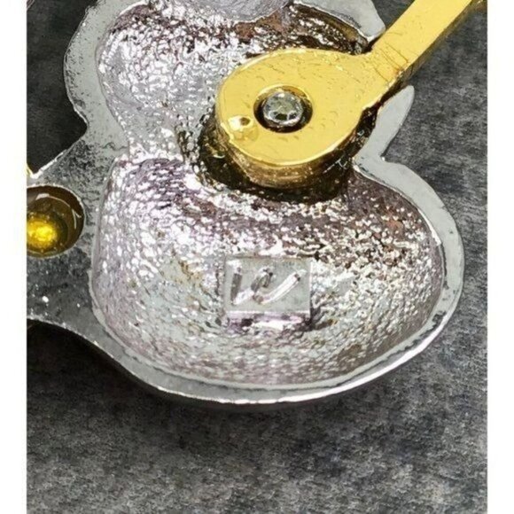 Vintage Liz Claiborne Snowman Couple Pin Brooch Gold & Silver Tone - Picture 3 of 5